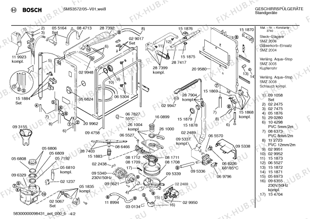 Схема №1 SMS3572 с изображением Панель для электропосудомоечной машины Bosch 00289913