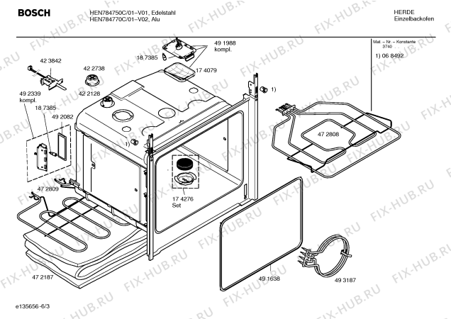 Взрыв-схема плиты (духовки) Bosch HEN784750C - Схема узла 03