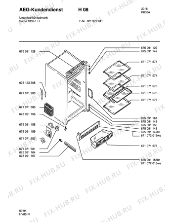 Взрыв-схема холодильника Aeg SAN1832-1 U - Схема узла Housing 001