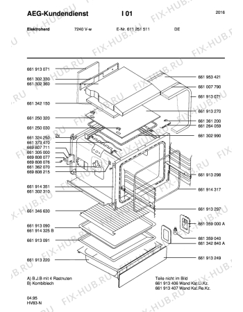 Взрыв-схема плиты (духовки) Aeg 7240V-W - Схема узла Section2