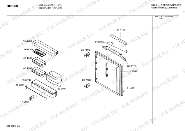 Взрыв-схема холодильника Bosch KUR15440FF - Схема узла 02