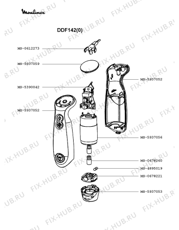 Взрыв-схема блендера (миксера) Moulinex DDF142(0) - Схема узла CP002604.0P2