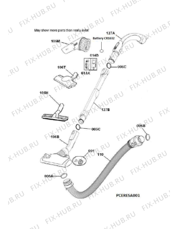 Взрыв-схема пылесоса Electrolux ZUF4206DEL - Схема узла Accessories