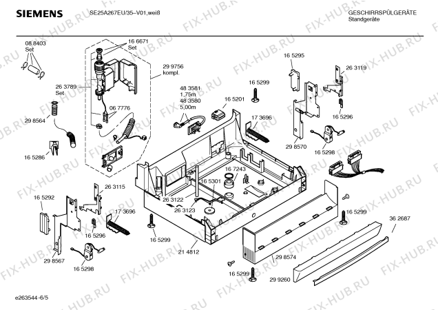 Взрыв-схема посудомоечной машины Siemens SE25A267EU - Схема узла 05