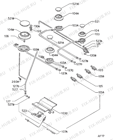 Взрыв-схема плиты (духовки) Arthurmartinelux CG5001W - Схема узла Functional parts 267