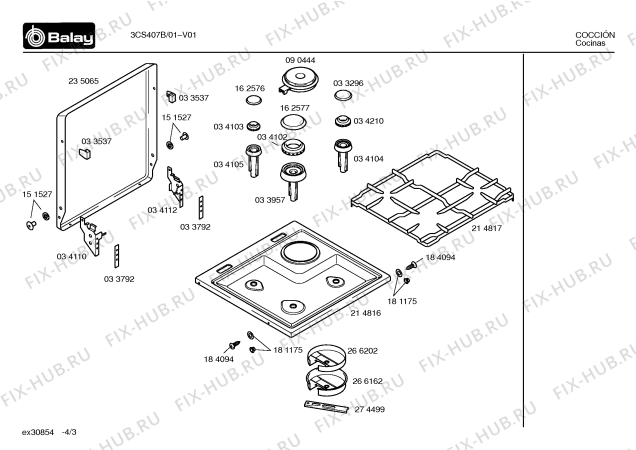 Схема №2 3CS407B с изображением Панель для плиты (духовки) Bosch 00361462