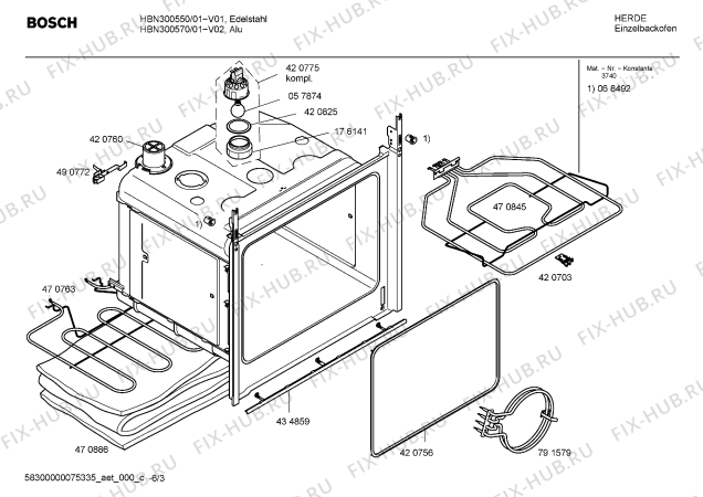 Взрыв-схема плиты (духовки) Bosch HBN300570 - Схема узла 03
