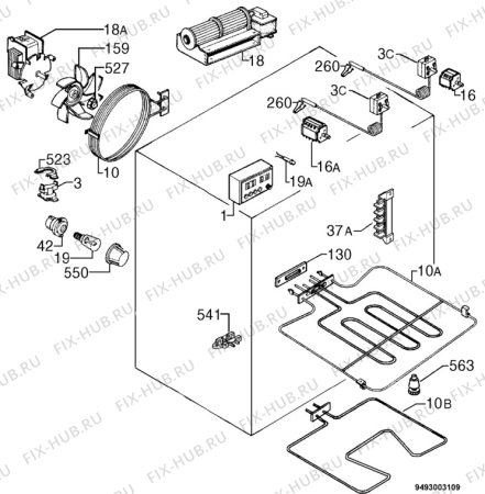 Взрыв-схема плиты (духовки) Zanussi ZDF86 - Схема узла Electrical equipment 268