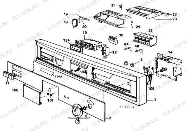 Взрыв-схема посудомоечной машины Electrolux ESF620 - Схема узла W10 Panel