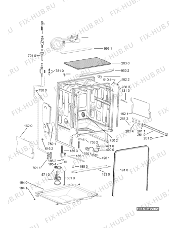 Взрыв-схема посудомоечной машины Whirlpool ADG 8720 WH - Схема узла