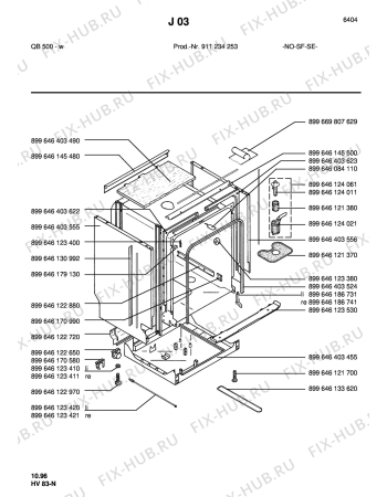 Взрыв-схема посудомоечной машины Husqvarna Electrolux QB500W  NSFS - Схема узла Housing 001