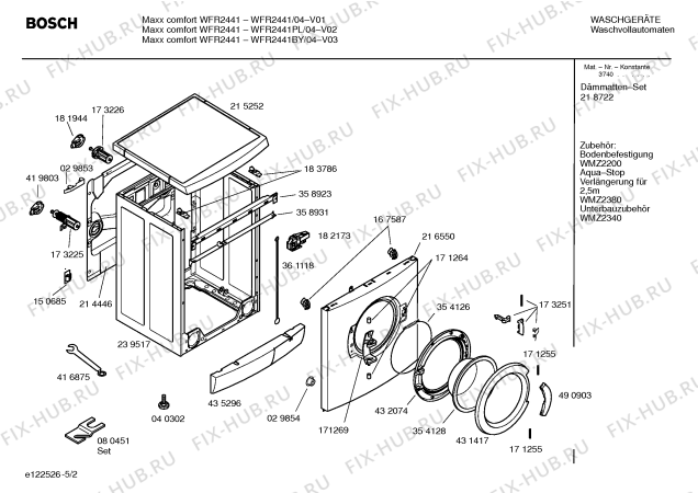 Схема №2 WFR2441PL Maxx comfort WFR2441 с изображением Таблица программ для стиральной машины Bosch 00586439