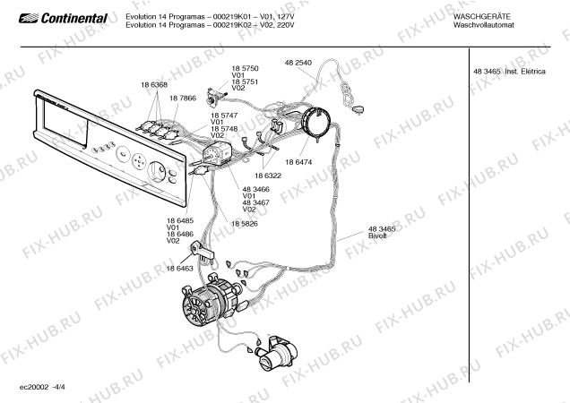 Взрыв-схема стиральной машины Continental 000219K02 EVOLUTION THERMO - Схема узла 04