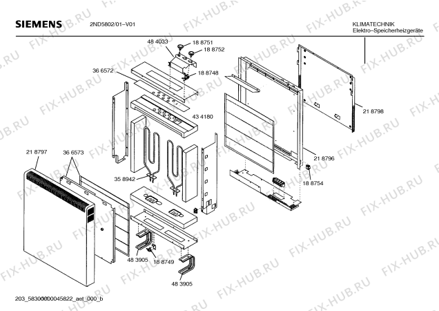 Схема №1 2ND5802 с изображением Передняя часть корпуса для составляющей Bosch 00218797