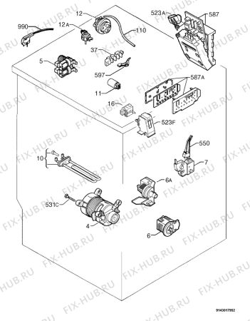 Взрыв-схема стиральной машины Electrolux EWF1234 - Схема узла Electrical equipment 268