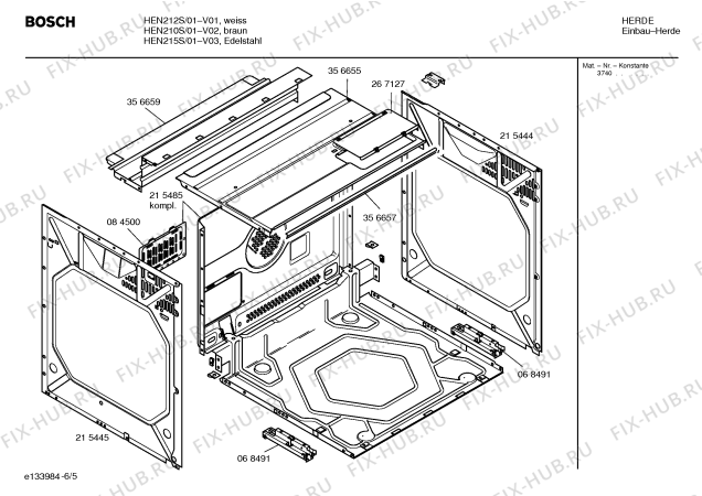 Взрыв-схема плиты (духовки) Bosch HEN212S - Схема узла 05