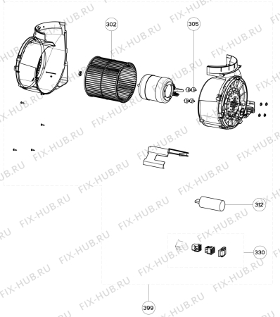 Взрыв-схема вытяжки Aeg DDE5980G - Схема узла Motor