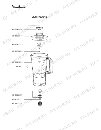 Взрыв-схема кухонного комбайна Moulinex AAD243(1) - Схема узла KP000434.0P3