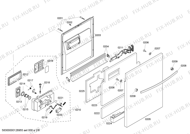 Схема №1 SHX45M02UC с изображением Панель управления для посудомоечной машины Bosch 00665309