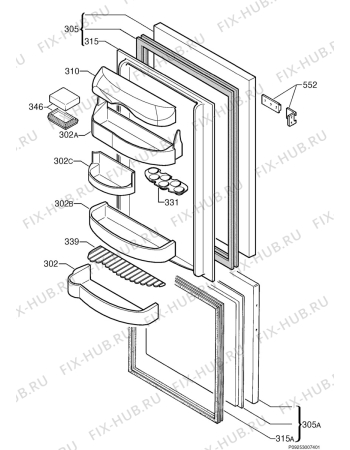 Взрыв-схема холодильника Juno JKG8495 - Схема узла Door 003