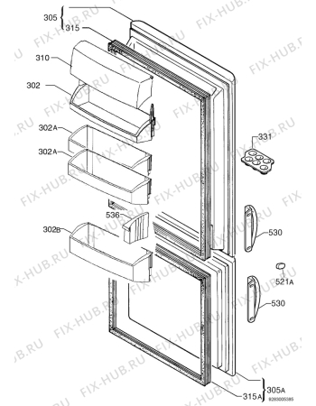 Взрыв-схема холодильника Aeg S3330KG6 - Схема узла Door 003