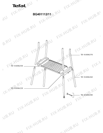 Взрыв-схема гриля Tefal BG401112/11 - Схема узла JP000927.1P2