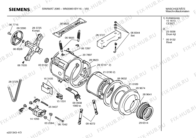 Взрыв-схема стиральной машины Siemens WM20851BY WM20851 - Схема узла 03