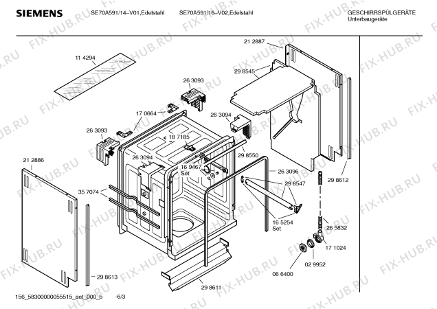 Взрыв-схема посудомоечной машины Siemens SE70A591 - Схема узла 03