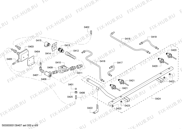 Схема №2 PRL304EH с изображением Боковая часть корпуса для плиты (духовки) Bosch 00479903
