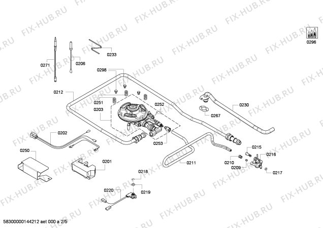 Схема №2 PRC3260W PRC3260W/01: PRA326B90W/01 (1 Wok) + PRB326B90W/01 (2 Gas) y с изображением Шланг для духового шкафа Bosch 00438893