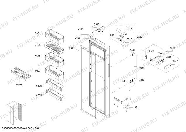 Взрыв-схема холодильника Siemens KA92DHI31 - Схема узла 03