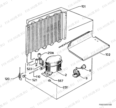 Взрыв-схема холодильника Privileg 236755_4979 - Схема узла Cooling system 017