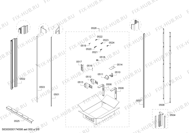 Схема №1 RF411701 с изображением Шина для холодильной камеры Bosch 00247339