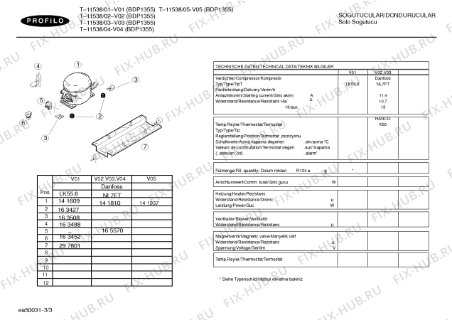 Взрыв-схема холодильника Profilo T-11538 - Схема узла 03