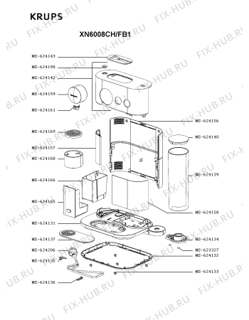 Схема №1 XN6008CH/FB1 с изображением Провод для электрокофемашины Krups MS-624206