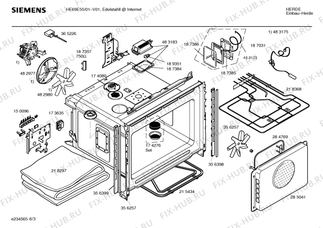 Схема №2 HE69E55 с изображением Панель управления для плиты (духовки) Siemens 00432673
