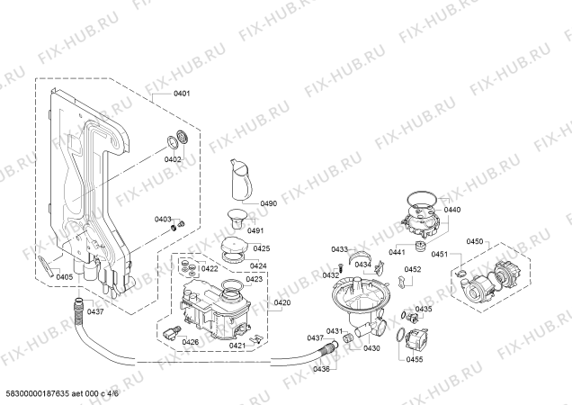 Схема №4 SMI40M65EU с изображением Силовой модуль запрограммированный для посудомойки Bosch 12015368