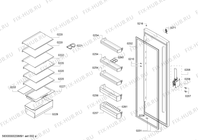 Схема №1 3FCE642XE Balay с изображением Дверь для холодильника Bosch 00717913