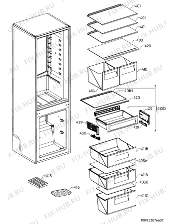 Взрыв-схема холодильника Electrolux FI22/12NV - Схема узла Internal parts