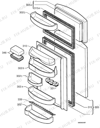 Взрыв-схема холодильника Zanussi ZD34/9LR1 - Схема узла Door 003