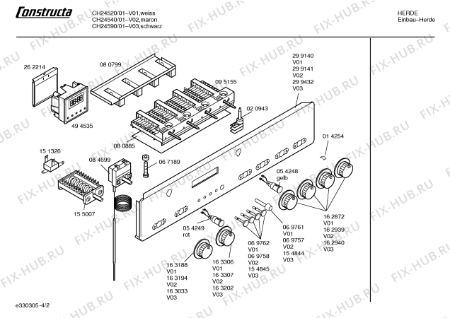 Схема №2 CH24520 с изображением Панель управления для плиты (духовки) Bosch 00299140