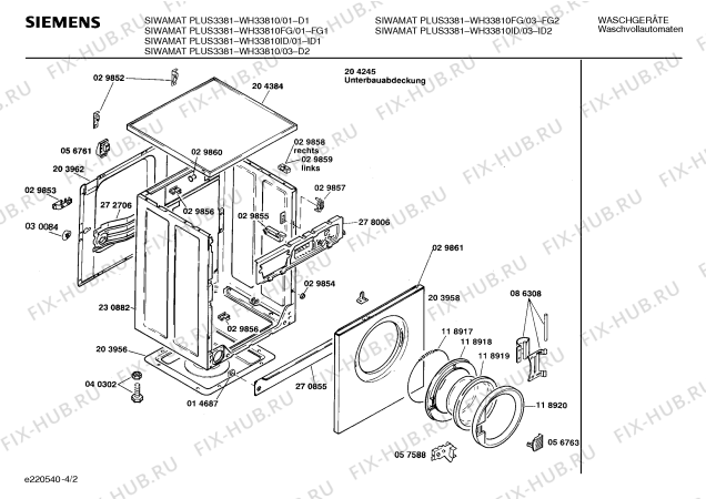 Взрыв-схема стиральной машины Siemens WH33810FG SIWAMAT PLUS 3381 - Схема узла 02