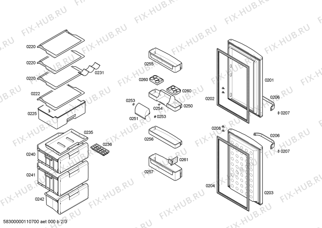 Взрыв-схема холодильника Bosch KGV34320 - Схема узла 02