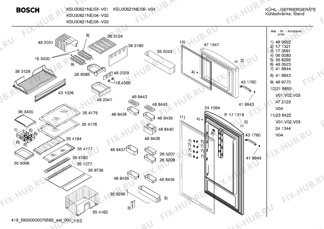 Взрыв-схема холодильника Bosch KSU30621NE - Схема узла 02