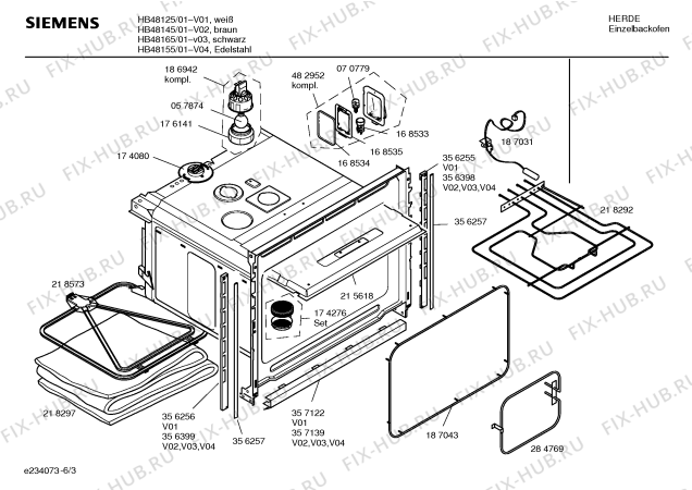 Взрыв-схема плиты (духовки) Siemens HB48145 - Схема узла 03