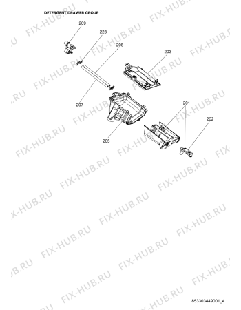 Схема №1 AWG 3102C с изображением Бак (полубак) для стиральной машины Whirlpool 482000009845