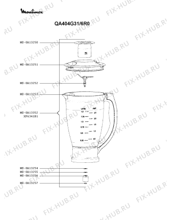 Взрыв-схема кухонного комбайна Moulinex QA404G31/6R0 - Схема узла VP004431.1P3