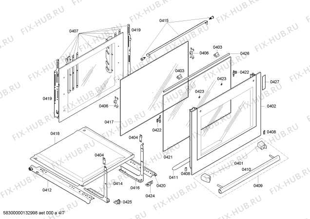 Схема №1 HL653240F с изображением Стеклокерамика для духового шкафа Siemens 00682612