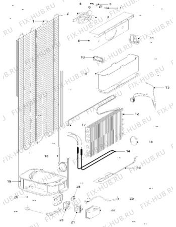 Взрыв-схема холодильника Zanussi ZFC47/52FF - Схема узла Cooling system 017