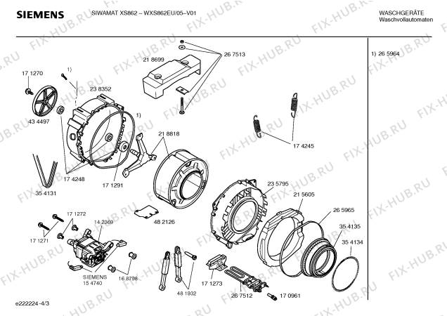 Взрыв-схема стиральной машины Siemens WXS862EU SIWAMAT XS 862 - Схема узла 03